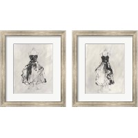 Framed 'Black Evening Gown 2 Piece Framed Art Print Set' border=