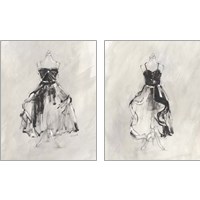 Framed 'Black Evening Gown 2 Piece Art Print Set' border=