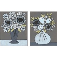 Framed 'Happy Garden Flowers 2 Piece Art Print Set' border=