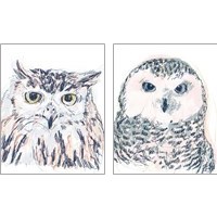Framed 'Funky Owl Portrait 2 Piece Art Print Set' border=