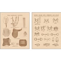 Framed 'Equine Riding Gear 2 Piece Art Print Set' border=