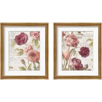 Framed 'French Roses 2 Piece Framed Art Print Set' border=