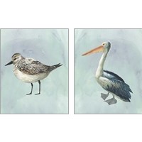 Framed 'Watercolor Beach Bird 2 Piece Art Print Set' border=