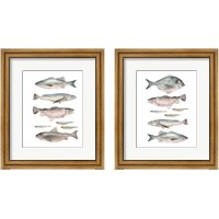 Framed 'Fish Composition 2 Piece Framed Art Print Set' border=