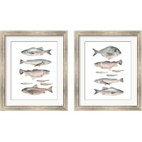 Framed 'Fish Composition 2 Piece Framed Art Print Set' border=