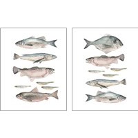 Framed 'Fish Composition 2 Piece Art Print Set' border=