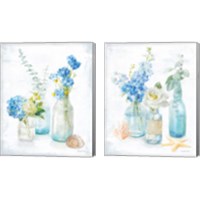 Framed 'Beach Cottage Florals 2 Piece Canvas Print Set' border=