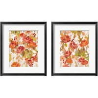 Framed 'Red and Orange Brocade  2 Piece Framed Art Print Set' border=