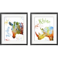 Framed 'Colorful Safari Animals 2 Piece Framed Art Print Set' border=