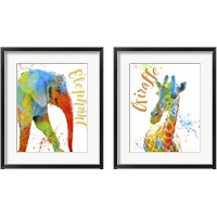 Framed 'Colorful Safari Animals 2 Piece Framed Art Print Set' border=