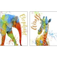 Framed 'Colorful Safari Animals 2 Piece Art Print Set' border=