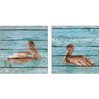 Framed Wood Pelican 2 Piece Art Print Set