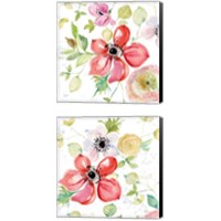 Framed 'Spray of Anemones 2 Piece Canvas Print Set' border=