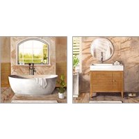 Framed 'Marble Bath 2 Piece Art Print Set' border=