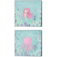 Framed 'Mermaid and Octopus 2 Piece Canvas Print Set' border=