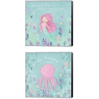Framed 'Mermaid and Octopus 2 Piece Canvas Print Set' border=