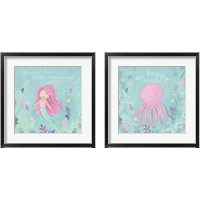 Framed 'Mermaid and Octopus 2 Piece Framed Art Print Set' border=