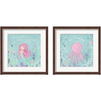 Framed 'Mermaid and Octopus 2 Piece Framed Art Print Set' border=