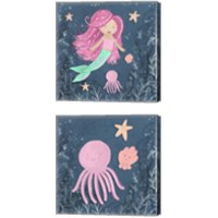 Framed 'Mermaid and Octopus Navy 2 Piece Canvas Print Set' border=