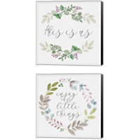 Framed 'Botanical Wreath 2 Piece Canvas Print Set' border=