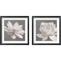 Framed 'Vintage Lotus on Grey 2 Piece Framed Art Print Set' border=
