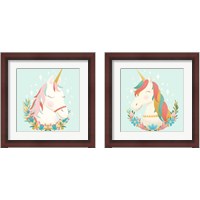 Framed Unicorns and Flowers 2 Piece Framed Art Print Set