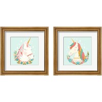 Framed Unicorns and Flowers 2 Piece Framed Art Print Set