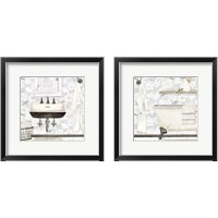 Framed 'White Floral Bath 2 Piece Framed Art Print Set' border=
