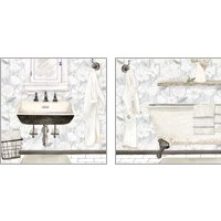 Framed 'White Floral Bath 2 Piece Art Print Set' border=