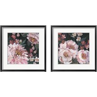 Framed Romantic Moody Florals on Black 2 Piece Framed Art Print Set