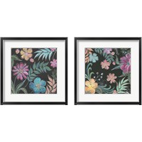 Framed 'Boho Florals on Black 2 Piece Framed Art Print Set' border=