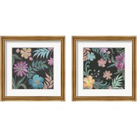 Framed Boho Florals on Black 2 Piece Framed Art Print Set