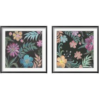 Framed 'Boho Florals on Black 2 Piece Framed Art Print Set' border=