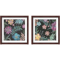 Framed 'Boho Florals on Black 2 Piece Framed Art Print Set' border=