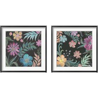 Framed Boho Florals on Black 2 Piece Framed Art Print Set