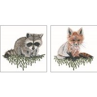 Framed 'Baby Forest Animal 2 Piece Art Print Set' border=