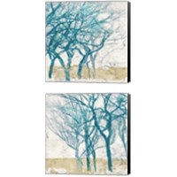 Framed Turquoise Trees 2 Piece Canvas Print Set
