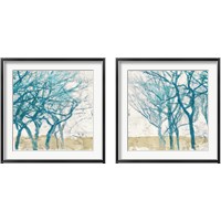 Framed 'Turquoise Trees 2 Piece Framed Art Print Set' border=