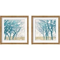 Framed 'Turquoise Trees 2 Piece Framed Art Print Set' border=