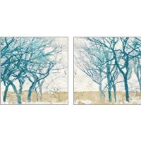 Framed Turquoise Trees 2 Piece Art Print Set