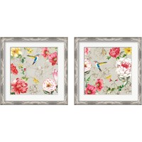 Framed 'Hummingbird Botanical 2 Piece Framed Art Print Set' border=