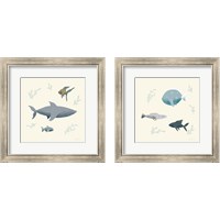 Framed 'Ocean Life Fish 2 Piece Framed Art Print Set' border=