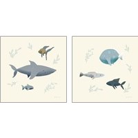 Framed Ocean Life Fish 2 Piece Art Print Set