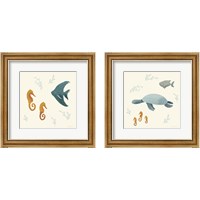 Framed 'Ocean Life Sea Turtle 2 Piece Framed Art Print Set' border=