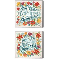 Framed Happy Thoughts 2 Piece Canvas Print Set