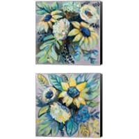 Framed 'Sage and Sunflowers 2 Piece Canvas Print Set' border=