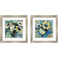 Framed 'Sage and Sunflowers 2 Piece Framed Art Print Set' border=