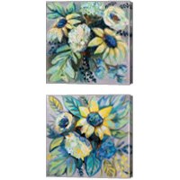Framed Sage and Sunflowers 2 Piece Canvas Print Set