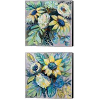 Framed Sage and Sunflowers 2 Piece Canvas Print Set