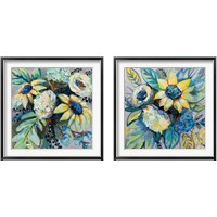 Framed 'Sage and Sunflowers 2 Piece Framed Art Print Set' border=